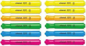 Universal 08867 Desk Highlighter, Chisel Tip, Assorted Colors, 12/Set Universal 08867 Desk Highlighter, Chisel Tip, Assorted Colors, 12/Set