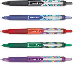 Pilot 072838419804 Precise V5Rt Retractable Roller Ball Pen, Precision Point, Assorted, .5Mm, 5/Set