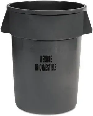 RUBBERMAID FG264356GRAY 44 gal. Polyethylene Round Trash Can, Gray