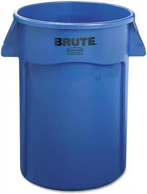 RUBBERMAID FG264360BLUE 44 gal. Plastic Round Trash Can , Blue