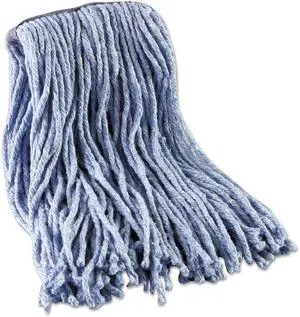 Mop Head, Standard Head, Cotton/Synthetic Fiber, Cut-End, 12-Oz., Blue BWK2016B