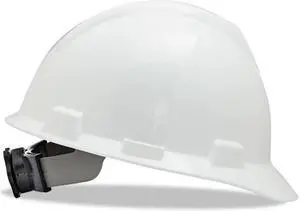 MSA Safety 477482 Large V-Gard Slotted White Hard Hat w/ Fas-Trac III Suspension