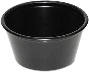 Boardwalk BWKYS-200E Plastic Souffle Cups, 2 Oz., Black, 200/Bag, 12 Bags/Carton