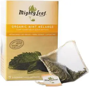 Mighty Leaf Tea Whole Leaf Tea Pouches, Organic Mint Melange, 15/Box 510142