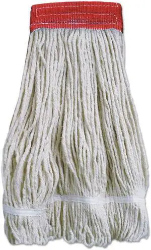 Boardwalk Wideband Looped-End Mop Heads 20 oz Natural w/Red Band 12/Carton