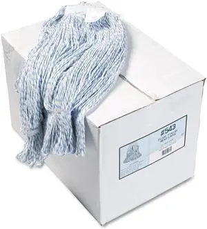 Mop Head, Floor Finish, Narrow, Rayon/Polyester, Large, White/Blue, 12/Carton BWK543CT