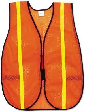 River City 611-V211R Polyester Mesh Safety Vest, 3/4 In., Lime Green Stripe, One Size Fits All