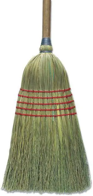 Corn Broom 56" Lacquered Wood Handle Natural 6/Carton
