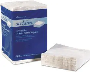 Acclaim® 1/4 Fold Paper Dinner Napkins White 1-Ply 16"x16" 500/PK 8 PK/CT