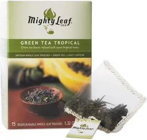 Mighty Leaf Tea Whole Leaf Tea Pouches, Green Tea Tropical, 15/Box 510138