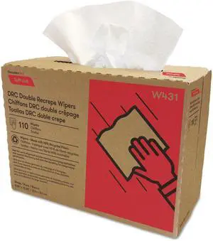 Cascades W431 Double Recrepe Wipers, 9 1/4 X 12 1/2, White, 110/Box, 12 Box/Carton