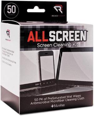 AllScreen Screen Cleaning Kit, 50 Wipes, 1 Microfiber Cloth RR15039