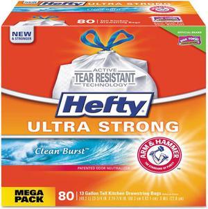 Hefty Ultra Strong Tall Kitchen Trash Bags, Blackout, Clean Burst, 13 Gallon, 110 Count