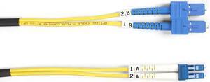 Black Box FOSM-002M-SCLC OS2 9-Micron Single-Mode Fiber Optic Patch Cable - OFNR PVC, LC-SC, Yellow, 2m (6.5 ft.)