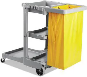 Boardwalk BWKJCARTGRA Janitors Cart, Three-Shelf, 22W X 44D X 38H, Gray