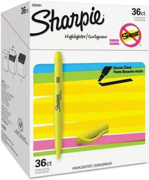 Sharpie 2003991 Pocket Highlighters - Office Pack, Chisel Tip, Yellow
