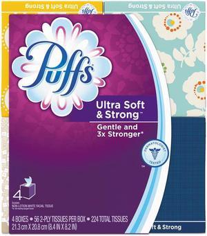Puffs 35295 Ultra Soft And Strong Facial Tissue, 2-Ply, White, 56 Sheets/Box, 6/Carton