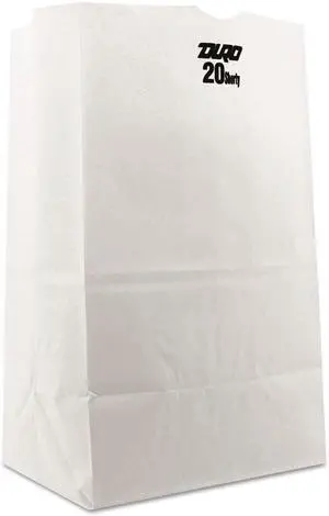 General Supply 51041 #20 Squat Paper Grocery Bag, 40Lb White, Std 8 1/4 X 5 15/16 X 13 3/8, 500 Bags