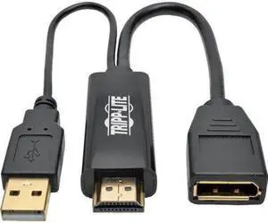 Tripp Lite HDMI to DisplayPort Active Converter 4Kx2K w/ USB Power M/F 6in 6" - DisplayPort/HDMI/USB for Audio/Video Device, Monitor, Blu-ray Player, Projector - 6" - 1 x DisplayPort Female Digital Au