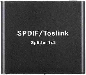 SPDIF/TosLink Digital Optical Audio Splitter 1x3 Optical Splitter Adapter 1 in to 3 Out with Power Adapter LPCM2.0/DTS/Dolby-AC3