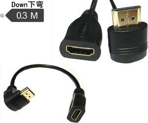 1.4v HDMI Down angle Male to Female CABLE BLURAY 3D PS3 xbox 1080P HDTV Glod Plated 0.3m