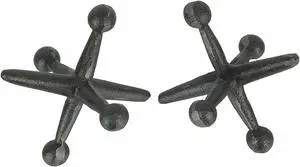 Retro Matte Grey Cast Iron Giant Jack Decorative Bookends. Whimsical Table Sculptures or Functional Door Stops, 3.75 Inches Long - Nostalgic Modern Accent