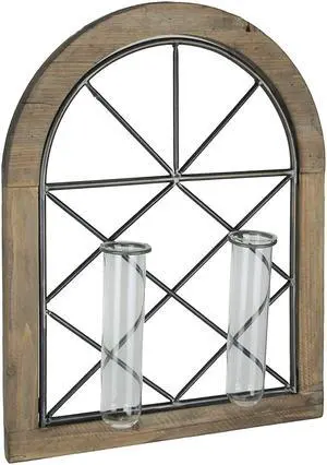 Cathedral Style Wall Flower Sconce With Dual Glass Bud Vases