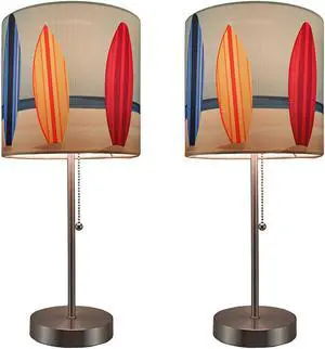 Set of 2 Table Lamps with Surfboard Shades, 18.5 Inch Set of 2 Table Lamps with Surfboard Shades, 18.5 Inch