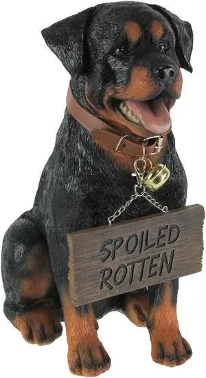 Guardian of Love - Buddy Rottweiler Welcome Statue with Reversible Sign, Decorative Dog Figurine for Indoor or Outdoor Use, Ideal for Garden, Patio, Entryway, Porch, and Dog Lover Home Decor