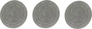 Set of 3 Nautical Compass Rose Design Natural Gray Finish Round Cement Stepping Stones / Wall Hangings 10 Inch Diameter