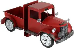 Vintage Pickup Truck Metal Bookends with Weathered Red Finish - Charming Front and Back Design - Perfect for Rustic Farmhouse Shelf Décor - 6.75 Inches High
