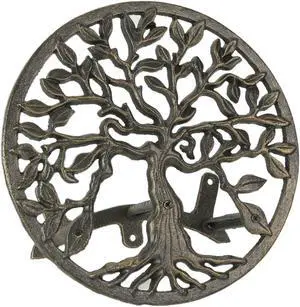 Garden Hose Holder Tree of Life 12 Inch Cast Iron Bronze Garden Hose Holder Tree of Life 12 Inch Cast Iron Bronze