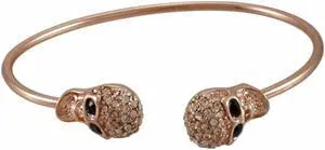 Rhinestone Encrusted 3D Skull Torc Bracelet
