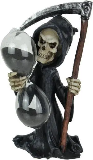 Time's Up! Gothic Grim Reaper Decorative Statue With Hourglass Sand Timer