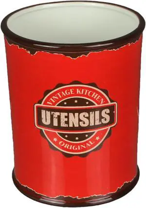 Antiqued Finish Ceramic Crock Kitchen Utensil Holder 8 Inches High Antiqued Finish Ceramic Crock Kitchen Utensil Holder 8 Inches High