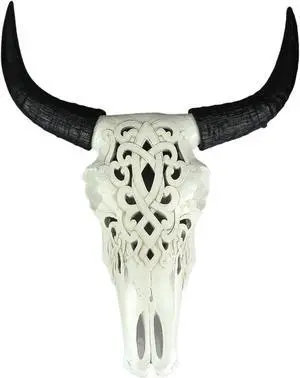 Tribal Steer Skull Cut-Out Design Wall Hanging 19 Inches High Western Decor