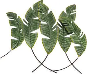 Graceful Green Metal Banana Leaf Wall Sculpture - Tropical Paradise in Your Home - Stunning 27-Inch Nature-Inspired Artwork for Elegant Tropical Decor