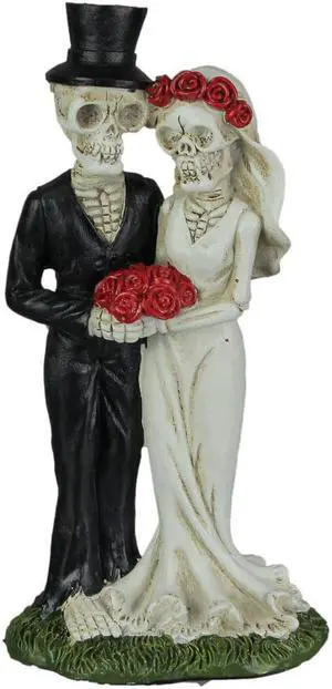 Love Eternal Skeleton Bride Groom Couple Figurine Wedding Decor Resin Statue