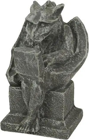 Gargoyle With Laptop Computer Concrete Statue
