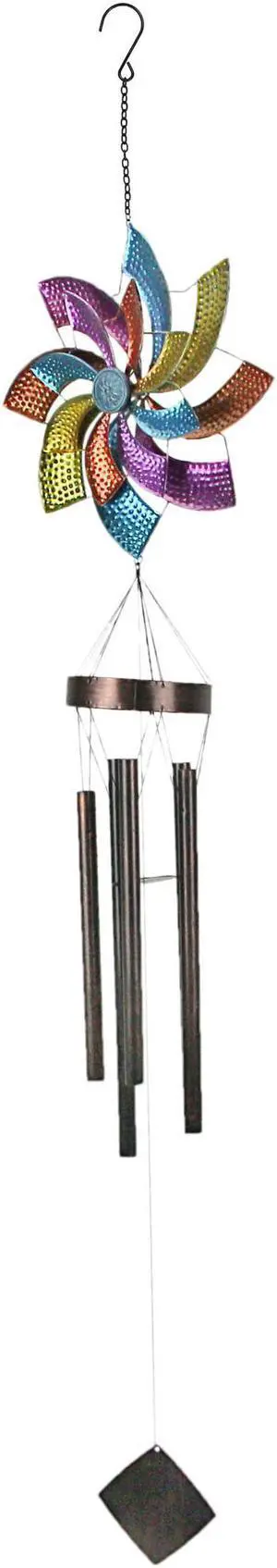 Metal Multicolor Wedge Wind Spinner Hanging Chimes Outdoor Decor Garden Patio Art