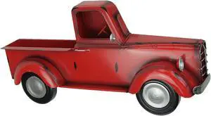 Metal Red Vintage Pickup Truck Wall Pocket Farmhouse Decor Sculpture 16.25 Inches Long