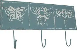 Blue Metal Vintage Bug Wall Hook Decorative Hanging Coat Towel Rack Home Decor