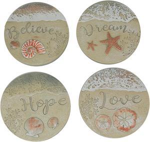 Coastal Beach Inspirational Garden Sculpture Decorative Wall Art Decor Set