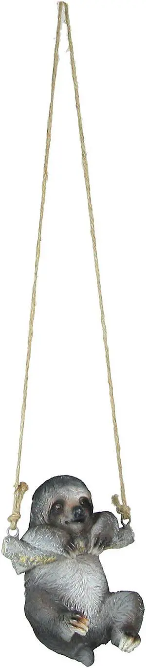 Hand-Painted Resin Sculpture Three-Toed Sloth Hanging Statue With Rope Hanger