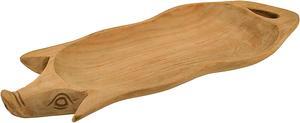 Hand Carved Pig Shaped Decorative Wooden Serving Tray 15 Inch