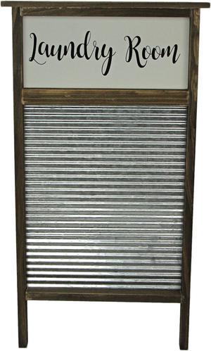 Vintage-Inspired Wood and Metal Washboard Wall Décor, 24 Inches High - Add Rustic Charm to Your Laundry Room with Antique Fashion and Farmhouse Elegance