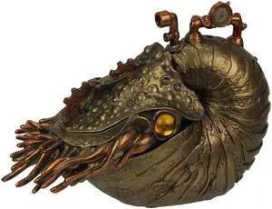 Bronze/Copper Finish Steampunk Nautilus Shell Sea Monster Fantasy Décor Tabletop Statue: Captivating 9-Inch Long Maritime Masterpiece from the Ocean's Depths