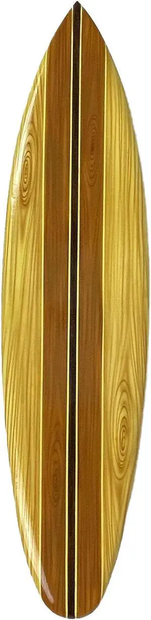 39 Inch Nautical Wooden Surfboard Wall Art Decorative Hanging Beach House or Coastal Living Décor - Brown