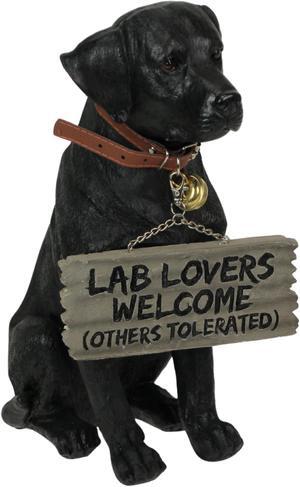 Charming Black Labrador Indoor Outdoor Welcome Statue: Lifelike Canine Companion with Reversible Message Sign for Heartwarming Greetings and Playful Decor