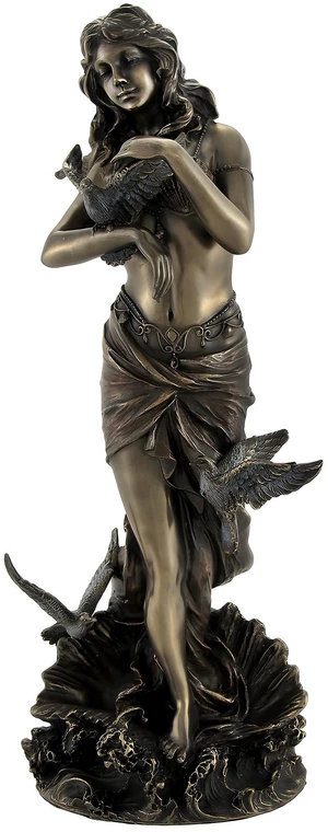 Bronzed Aphrodite with Doves on Scallop Shell Statue Bronzed Aphrodite with Doves on Scallop Shell Statue